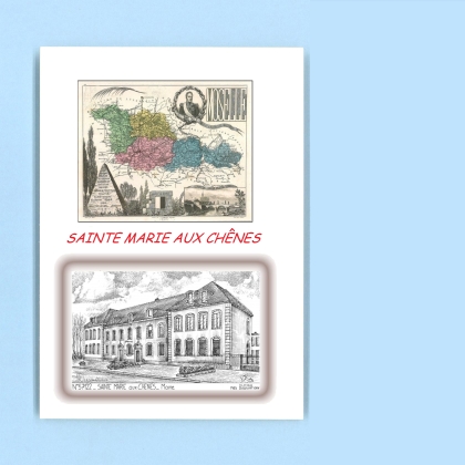Cartes Postales impression Noir avec dpartement sur la ville de STE MARIE AUX CHENES Titre : mairie