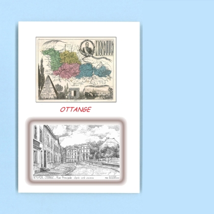 Cartes Postales impression Noir avec dpartement sur la ville de OTTANGE Titre : rue principale (d apres ca)