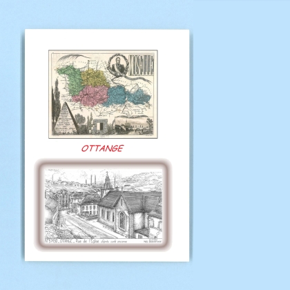 Cartes Postales impression Noir avec dpartement sur la ville de OTTANGE Titre : rue de l eglise (d apres ca)