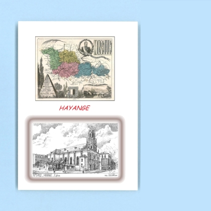 Cartes Postales impression Noir avec dpartement sur la ville de HAYANGE Titre : eglise