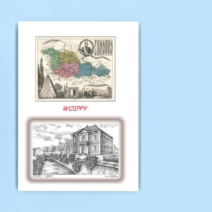 Cartes Postales impression Noir avec dpartement sur la ville de WOIPPY Titre : vue