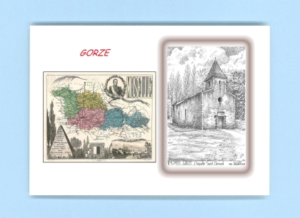 Cartes Postales impression Noir avec dpartement sur la ville de GORZE Titre : chapelle st clement