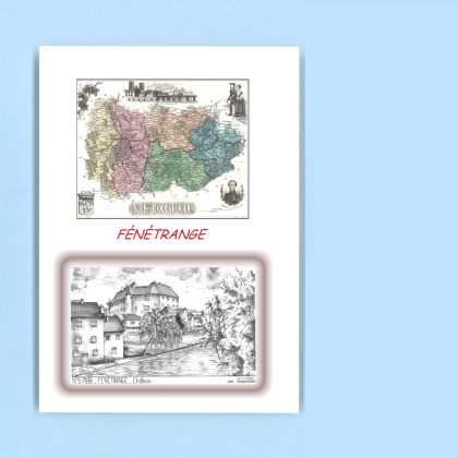 Cartes Postales impression Noir avec dpartement sur la ville de FENETRANGE Titre : chateau