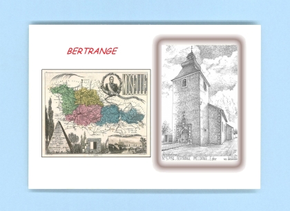 Cartes Postales impression Noir avec dpartement sur la ville de BERTRANGE Titre : eglise