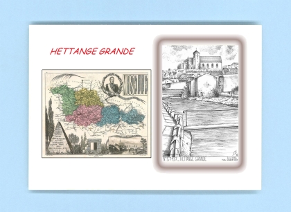 Cartes Postales impression Noir avec dpartement sur la ville de HETTANGE GRANDE Titre : vue