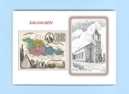 Cartes Postales impression Noir avec dpartement sur la ville de KALHAUSEN Titre : eglise