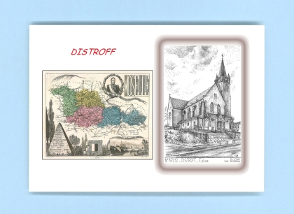 Cartes Postales impression Noir avec dpartement sur la ville de DISTROFF Titre : eglise