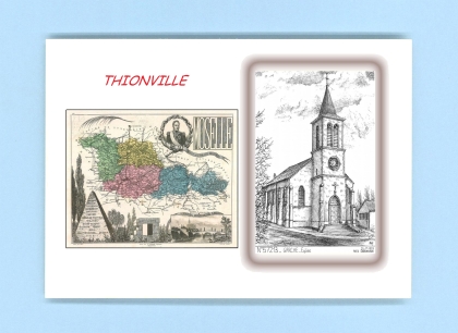 Cartes Postales impression Noir avec dpartement sur la ville de THIONVILLE Titre : eglise de garche