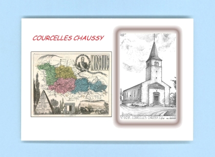 Cartes Postales impression Noir avec dpartement sur la ville de COURCELLES CHAUSSY Titre : eglise