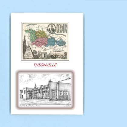 Cartes Postales impression Noir avec dpartement sur la ville de THIONVILLE Titre : mairie de garche