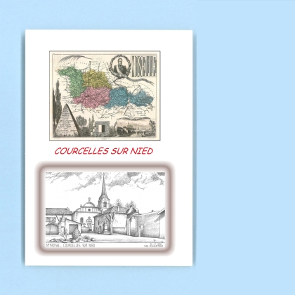 Cartes Postales impression Noir avec dpartement sur la ville de COURCELLES SUR NIED Titre : vue