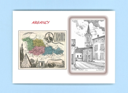 Cartes Postales impression Noir avec dpartement sur la ville de ARGANCY Titre : eglise