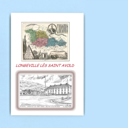 Cartes Postales impression Noir avec dpartement sur la ville de LONGEVILLE LES ST AVOLD Titre : quartier tour d auv.