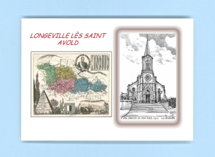 Cartes Postales impression Noir avec dpartement sur la ville de LONGEVILLE LES ST AVOLD Titre : eglise