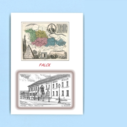 Cartes Postales impression Noir avec dpartement sur la ville de FALCK Titre : hotel de ville