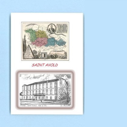Cartes Postales impression Noir avec dpartement sur la ville de ST AVOLD Titre : hotel de ville