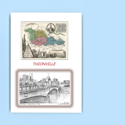 Cartes Postales impression Noir avec dpartement sur la ville de THIONVILLE Titre : pont