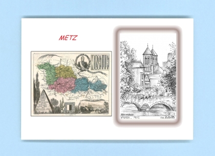 Cartes Postales impression Noir avec dpartement sur la ville de METZ Titre : vue