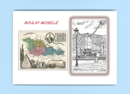 Cartes Postales impression Noir avec dpartement sur la ville de BOULAY MOSELLE Titre : fontaine
