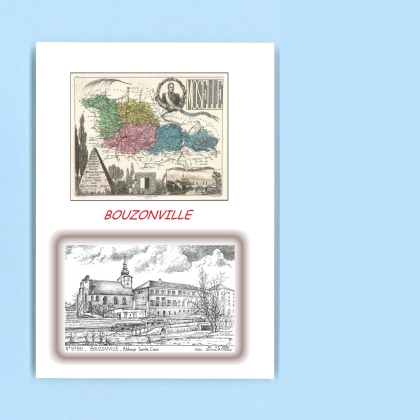 Cartes Postales impression Noir avec dpartement sur la ville de BOUZONVILLE Titre : abbaye ste croix