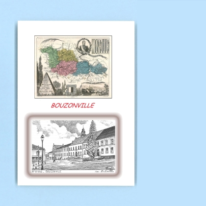 Cartes Postales impression Noir avec dpartement sur la ville de BOUZONVILLE Titre : vue