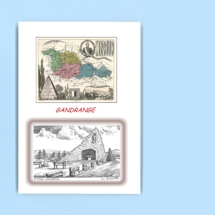 Cartes Postales impression Noir avec dpartement sur la ville de GANDRANGE Titre : vue