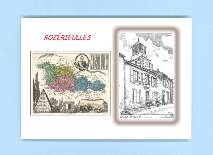 Cartes Postales impression Noir avec dpartement sur la ville de ROZERIEULLES Titre : mairie