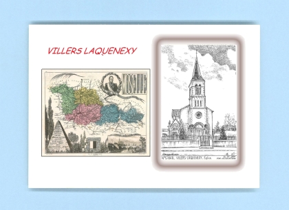 Cartes Postales impression Noir avec dpartement sur la ville de VILLERS LAQUENEXY Titre : eglise