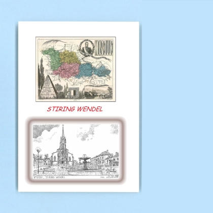 Cartes Postales impression Noir avec dpartement sur la ville de STIRING WENDEL Titre : vue