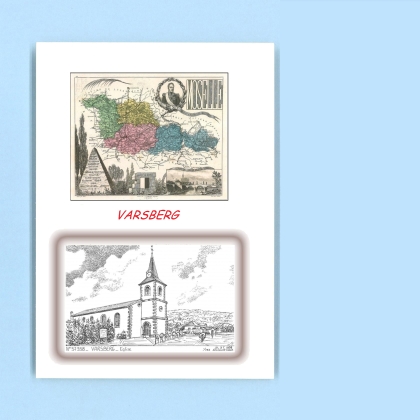 Cartes Postales impression Noir avec dpartement sur la ville de VARSBERG Titre : eglise
