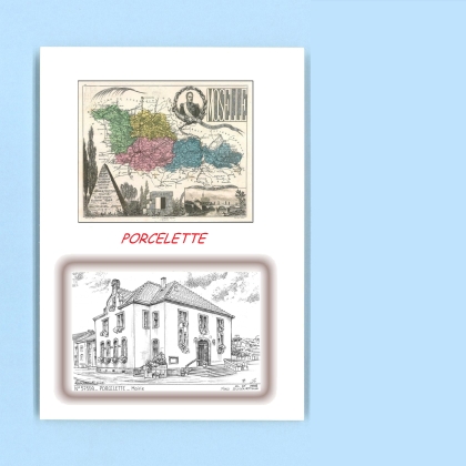 Cartes Postales impression Noir avec dpartement sur la ville de PORCELETTE Titre : mairie