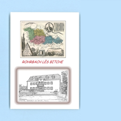 Cartes Postales impression Noir avec dpartement sur la ville de ROHRBACH LES BITCHE Titre : mairie