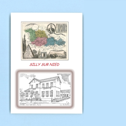 Cartes Postales impression Noir avec dpartement sur la ville de SILLY SUR NIED Titre : mairie