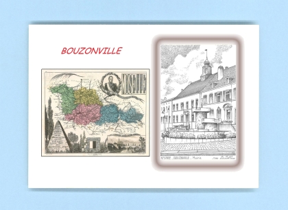 Cartes Postales impression Noir avec dpartement sur la ville de BOUZONVILLE Titre : mairie