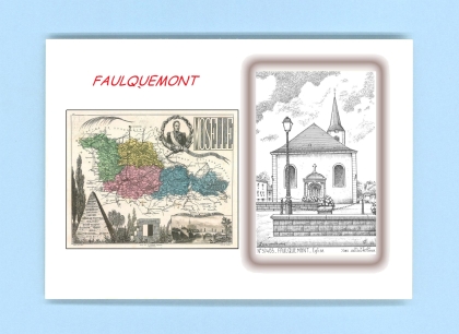 Cartes Postales impression Noir avec dpartement sur la ville de FAULQUEMONT Titre : eglise