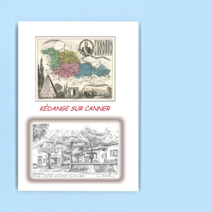 Cartes Postales impression Noir avec dpartement sur la ville de KEDANGE SUR CANNER Titre : place pierre barre