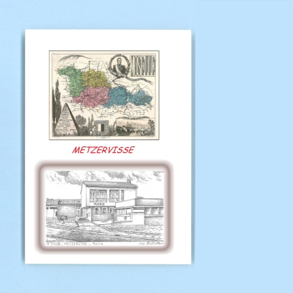 Cartes Postales impression Noir avec dpartement sur la ville de METZERVISSE Titre : mairie