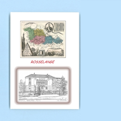 Cartes Postales impression Noir avec dpartement sur la ville de ROSSELANGE Titre : mairie