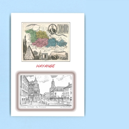 Cartes Postales impression Noir avec dpartement sur la ville de HAYANGE Titre : rue principale