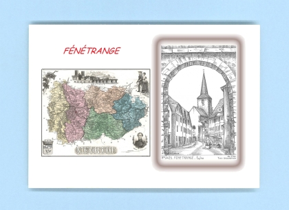Cartes Postales impression Noir avec dpartement sur la ville de FENETRANGE Titre : eglise