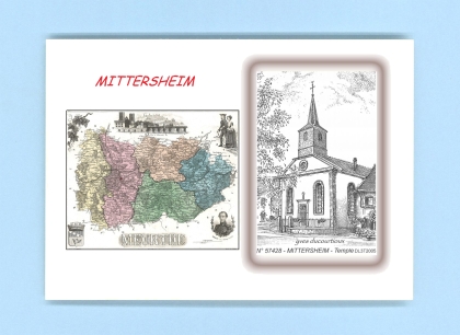 Cartes Postales impression Noir avec dpartement sur la ville de MITTERSHEIM Titre : temple