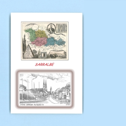 Cartes Postales impression Noir avec dpartement sur la ville de SARRALBE Titre : rue napoleon 1er