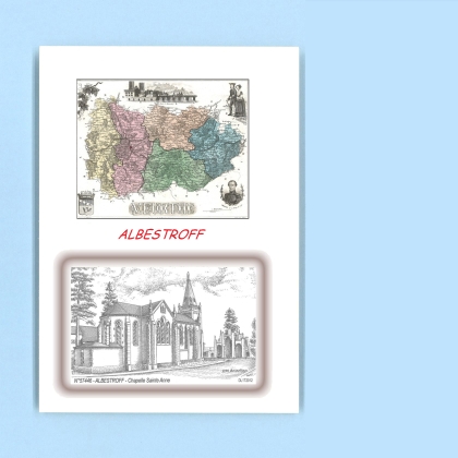 Cartes Postales impression Noir avec dpartement sur la ville de ALBESTROFF Titre : chapelle ste anne