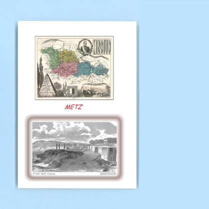 Cartes Postales impression Noir avec dpartement sur la ville de METZ Titre : forteresse