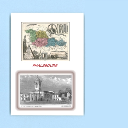 Cartes Postales impression Noir avec dpartement sur la ville de PHALSBOURG Titre : place de l eglise