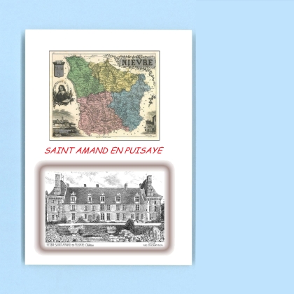 Cartes Postales impression Noir avec dpartement sur la ville de ST AMAND EN PUISAYE Titre : chateau