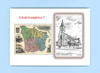 Cartes Postales impression Noir avec dpartement sur la ville de FOURCHAMBAULT Titre : eglise