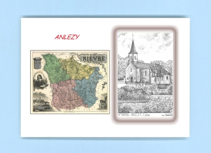 Cartes Postales impression Noir avec dpartement sur la ville de ANLEZY Titre : eglise