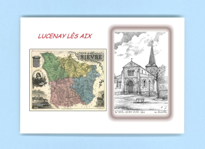 Cartes Postales impression Noir avec dpartement sur la ville de LUCENAY LES AIX Titre : eglise