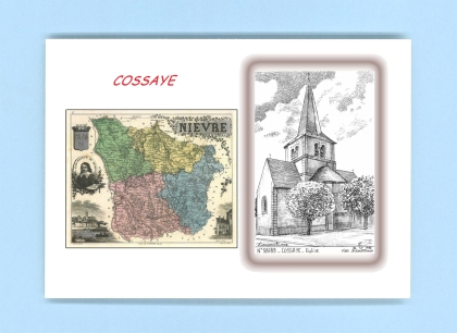 Cartes Postales impression Noir avec dpartement sur la ville de COSSAYE Titre : eglise